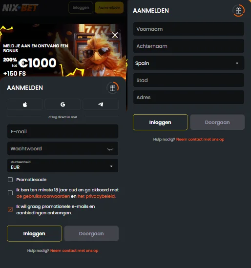 Nixbet Casino Registratie en KYC